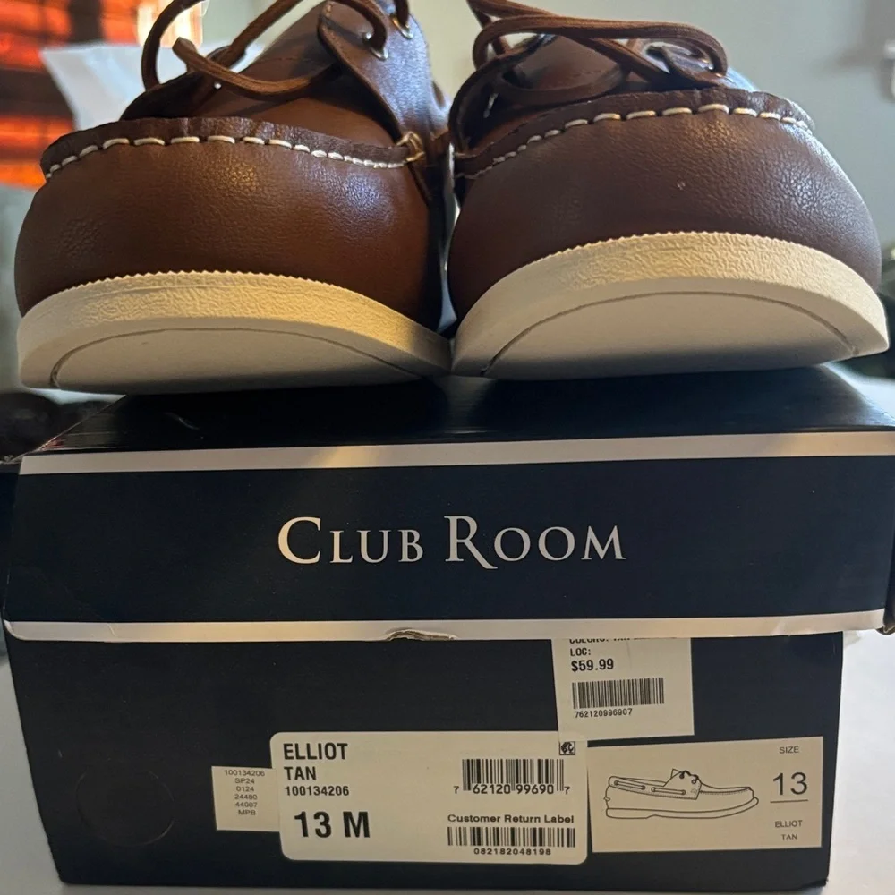 CLUB ROOM TAN BOAT SHOE SIZE 13 NEW WITH BOX MSRP $59.99